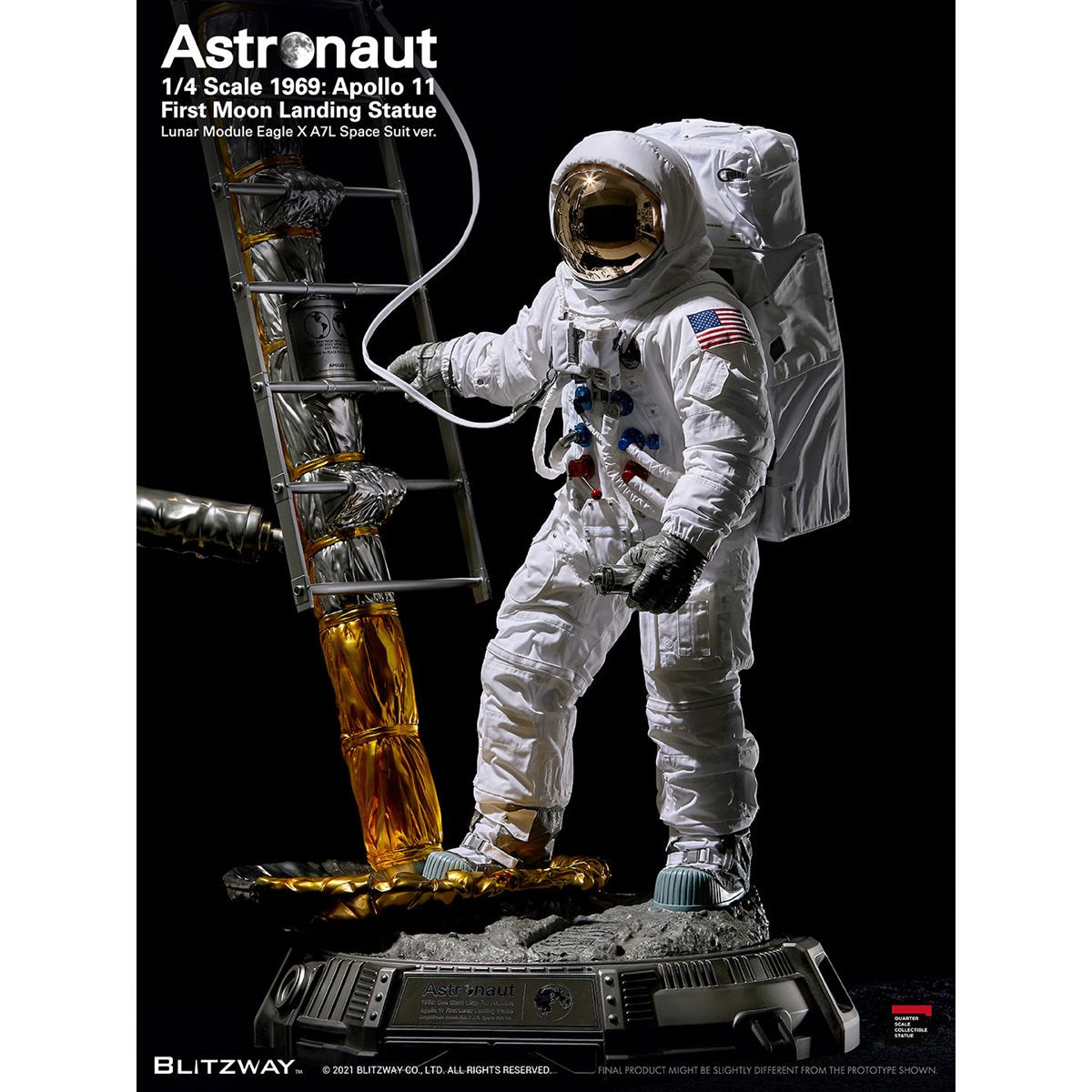 SOLD OUT! Apollo 11 Collectible 2021 Blitzway 1/4 Scale 1969 Astronaut Moon Landing Statue