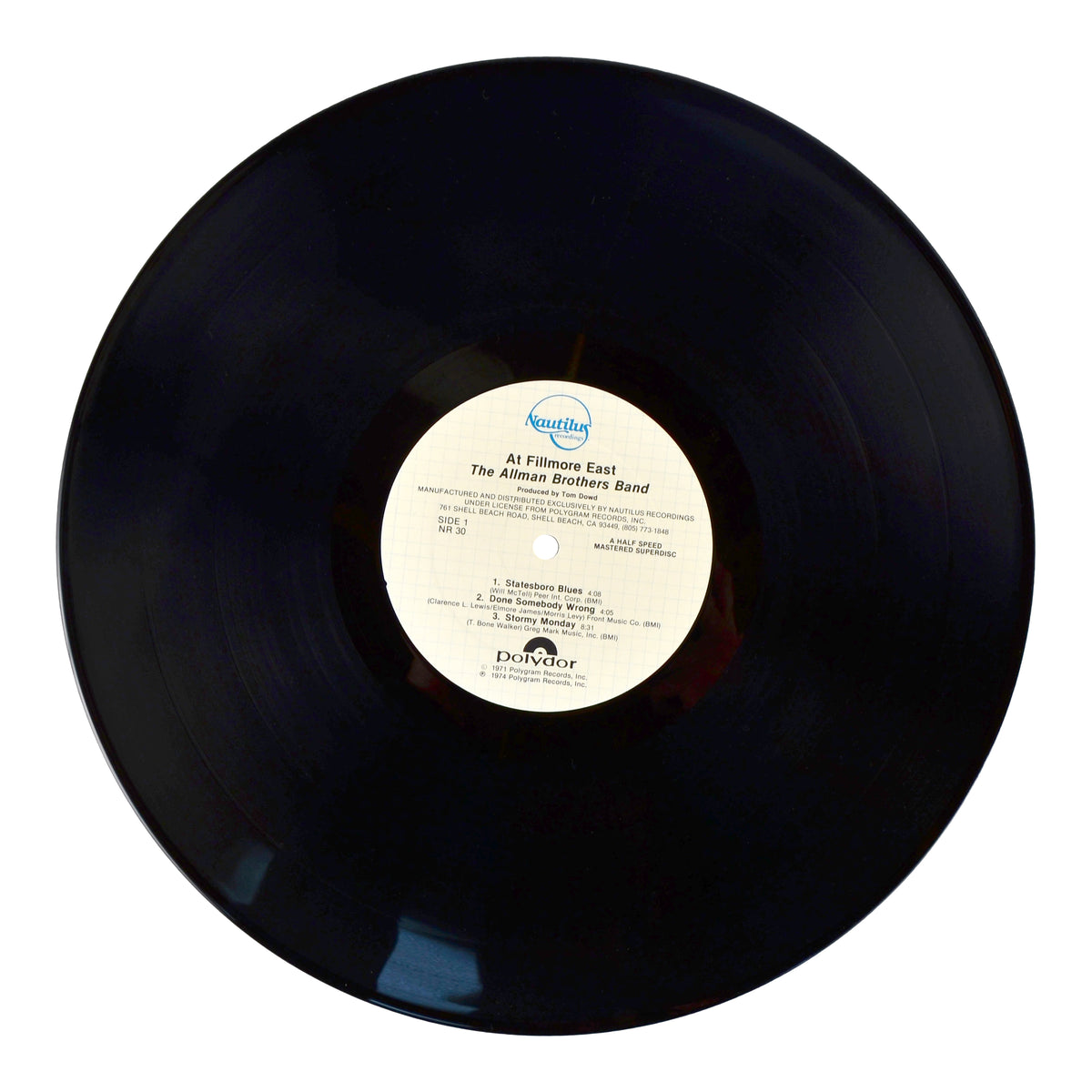 Nautilus SuperDiscs LP: 1982 The Allman Brothers Band At Fillmore East NR 30