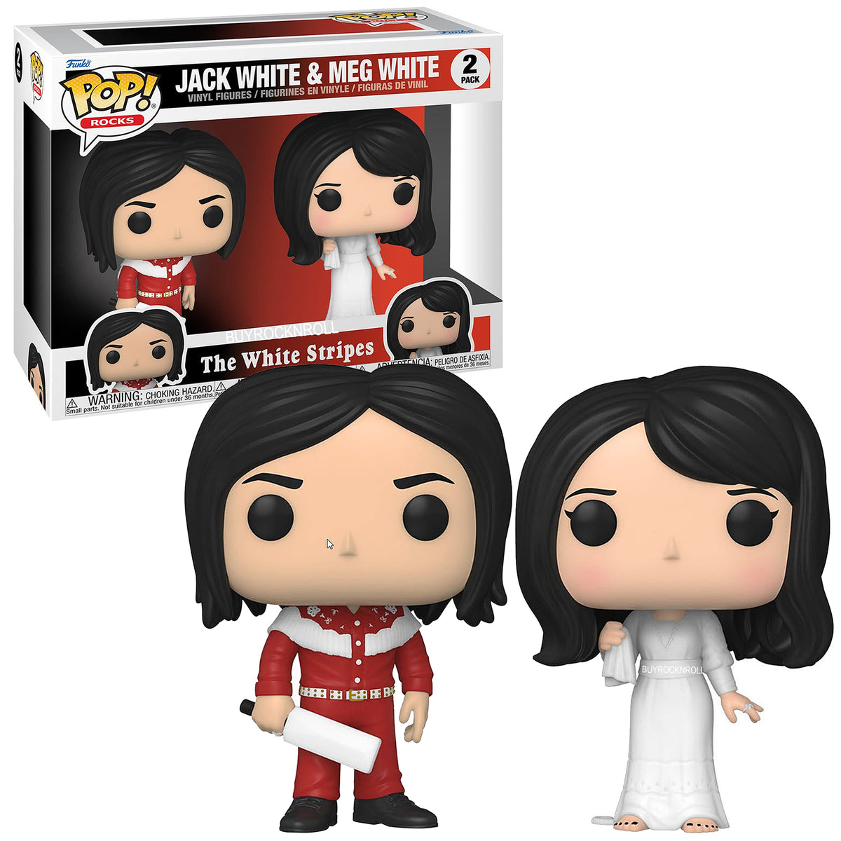 The White Stripes Collectible 2022 Handpicked Funko Pop Rocks Jack White & Meg White Pop! Vinyl Figure 2-Pack Set