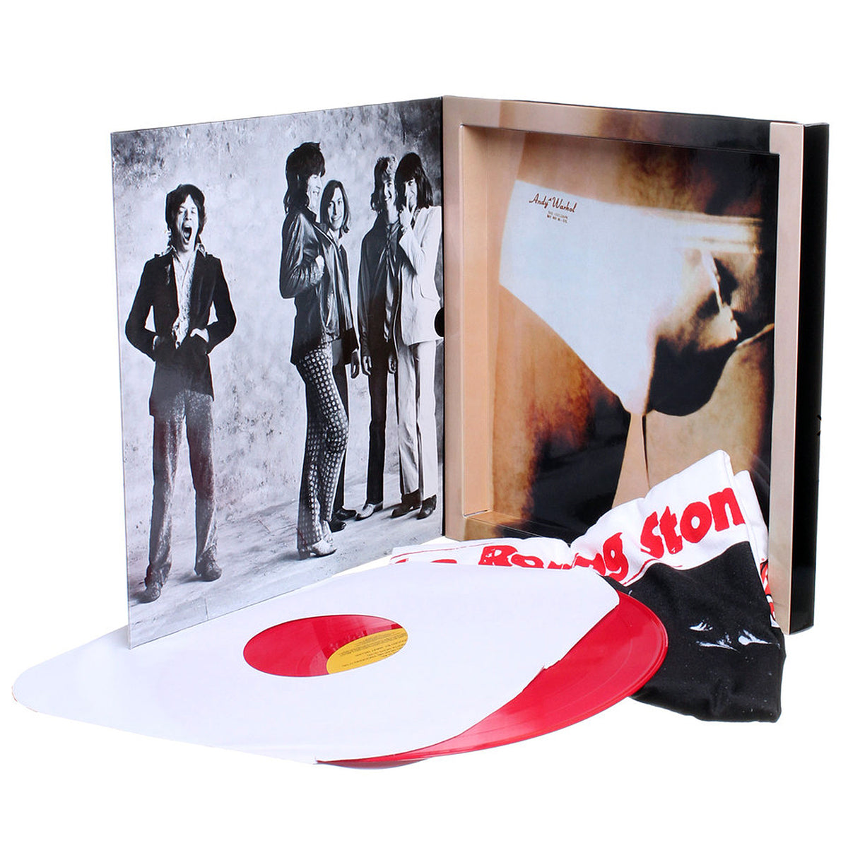 Rolling Stones Collectible 2009 Sticky Fingers Red Vinyl LP Album T-Shirt Box Set - Medium Tee