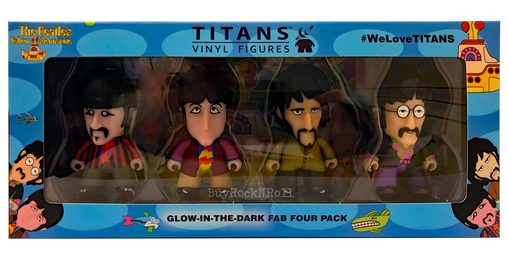 The Beatles 2019 Collectilbe Titans Yellow Submarine Glow in the Dark 3" Figure Set