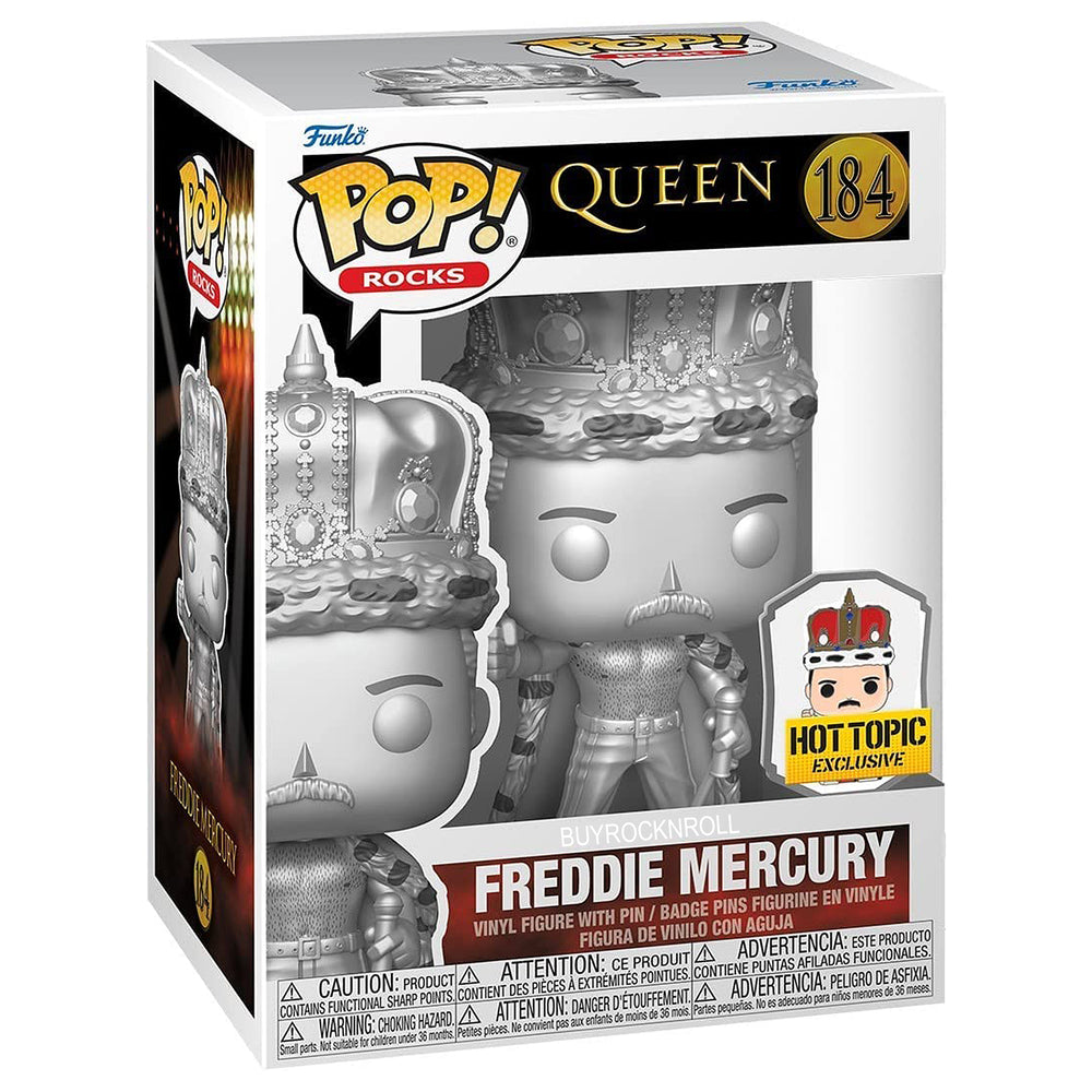 Freddie Mercury 2022 Funko Pop! #184 Exclusives; Funko Store King-Queen Diamond Glitter & Hot-Topic Platinum Figures