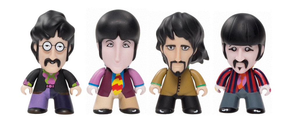 The Beatles 2019 Collectilbe Titans Yellow Submarine Glow in the Dark 3" Figure Set