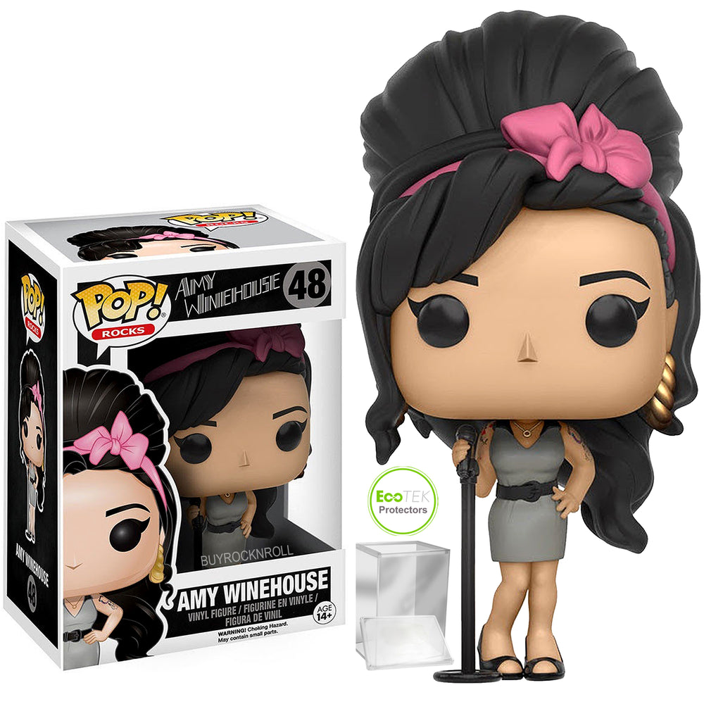 Amy Winehouse 2016 Funko Pop Rocks NM Figure 48 EcoTek Hard Plastic Display Case