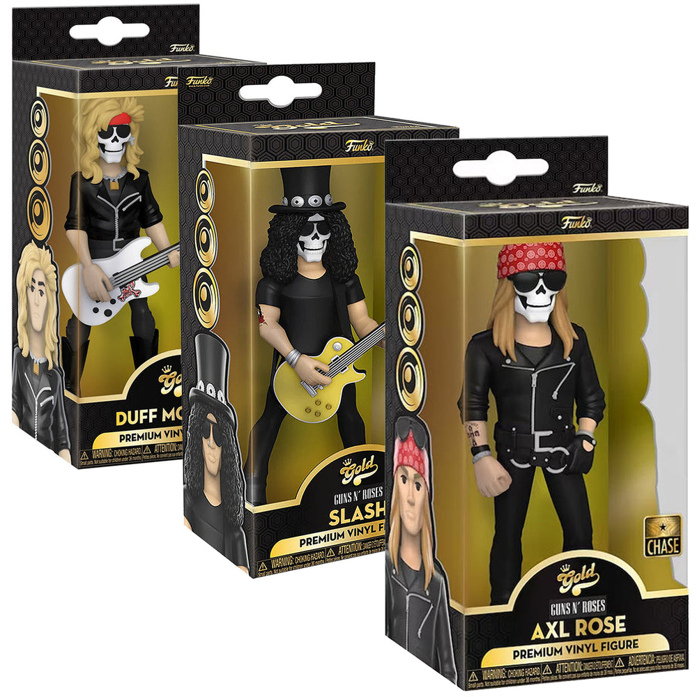 Guns N Roses Handpicked 2022 Funko Gold Vinyl Axl Slash & Duff Chase Figures Set