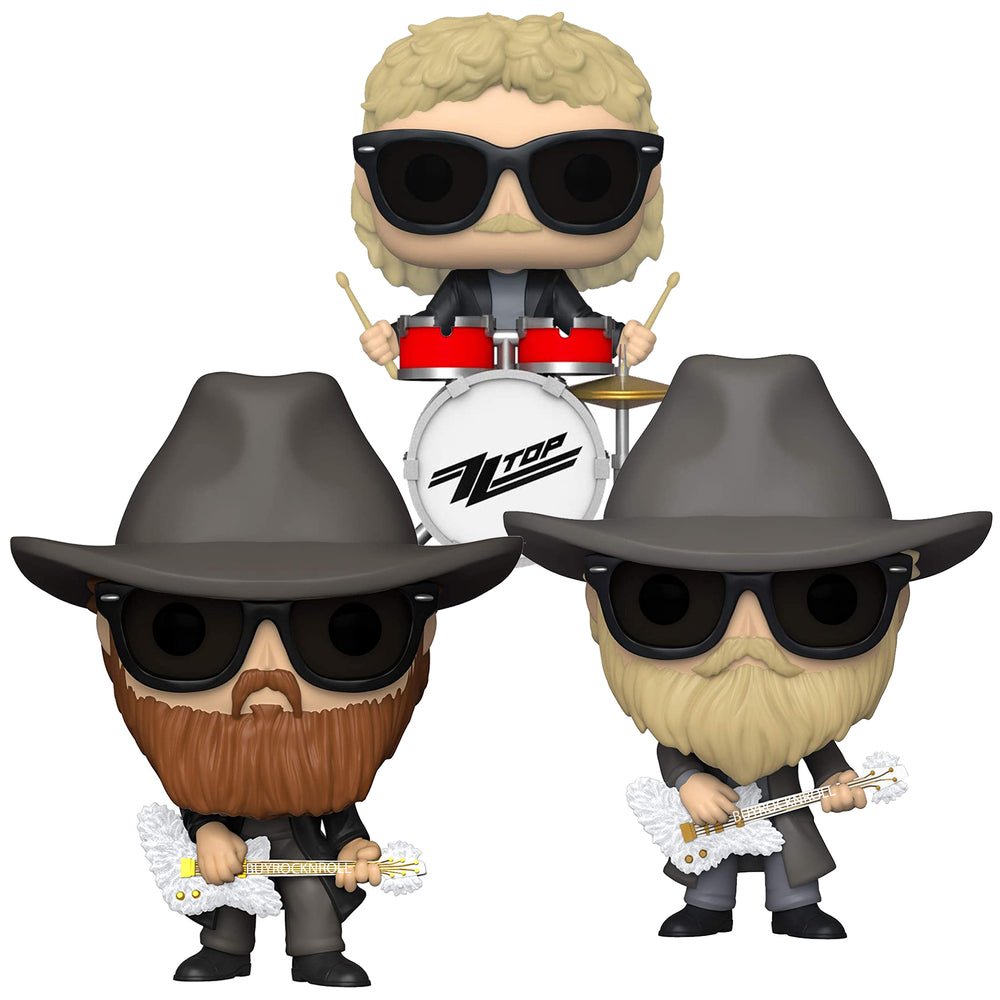 ZZ Top Collectible 2020 Funko Pop! Rocks 3 Figures in Protector Display Cases