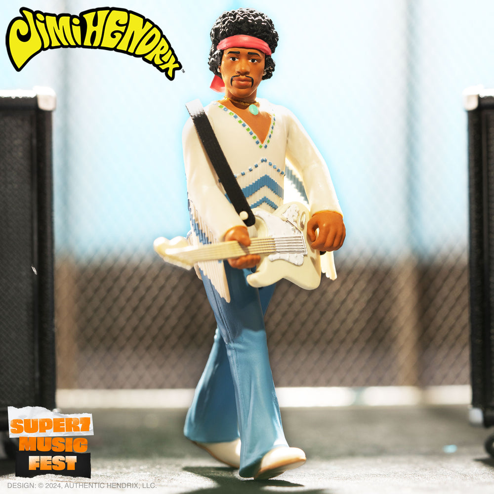 Jimi Hendrix Collectible 2024 Handpicked Super7 Reaction Festival 1969 Figure (Woodstock)