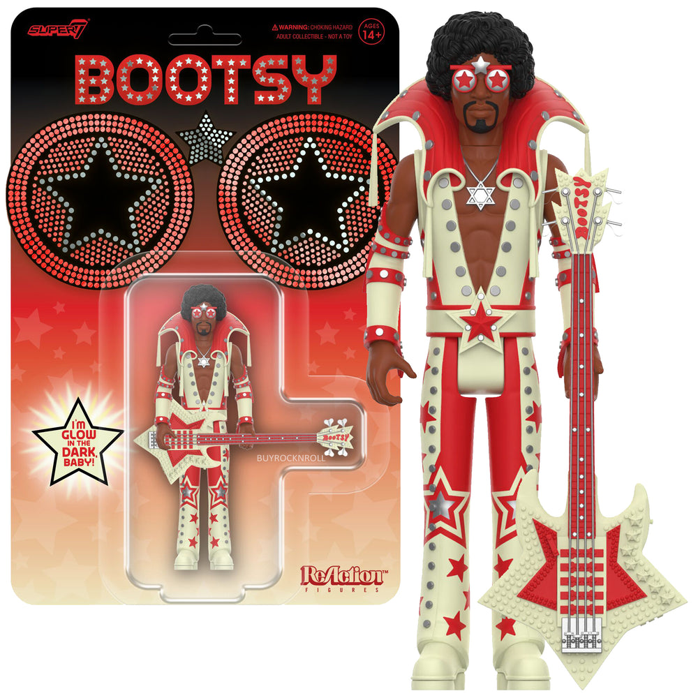 Bootsy Collins Collectible Unpunched Super7 Glow in the Dark Reaction Figure