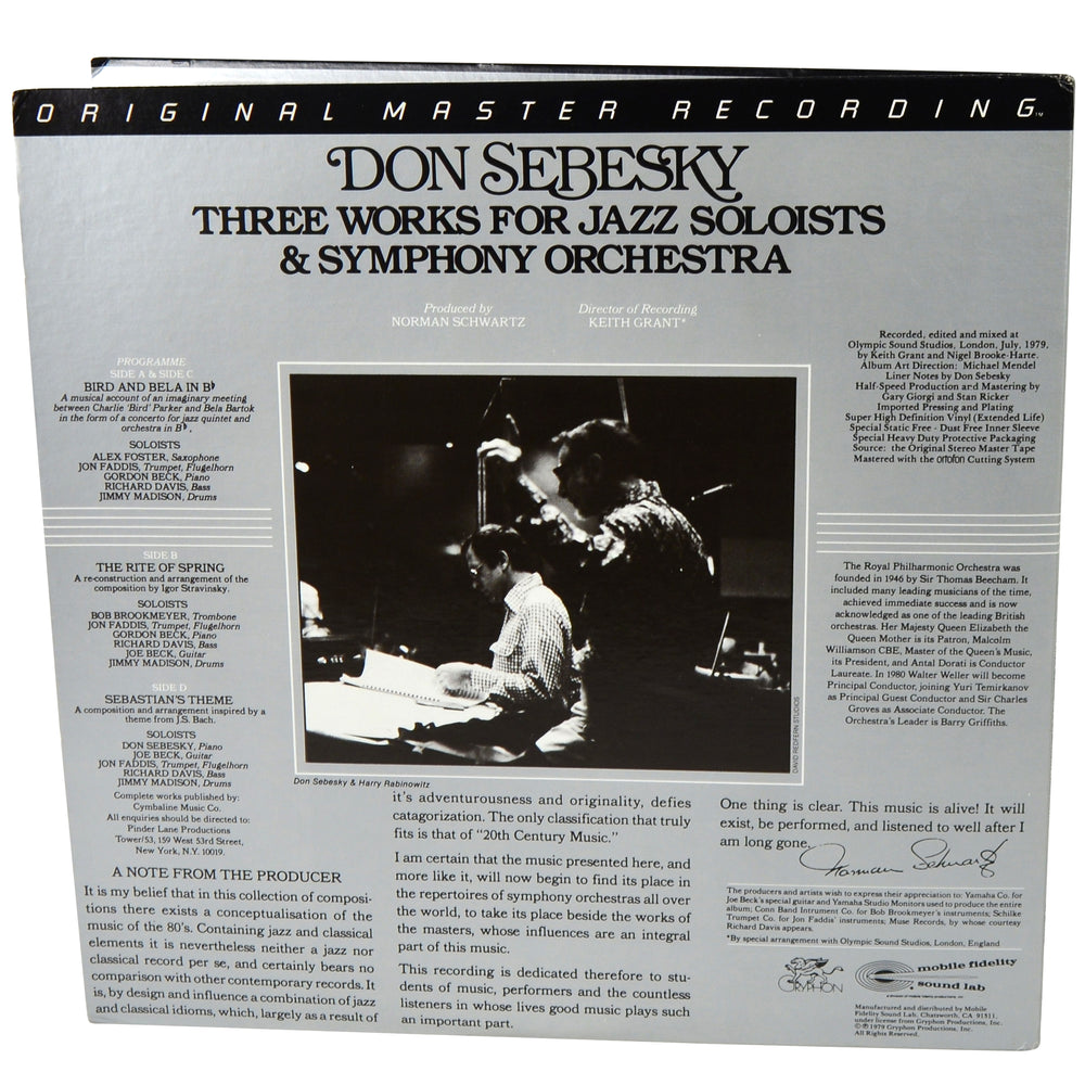 MFSL Collectors: 1979 Mobile Fidelity Don Sebesky: Three Works For Jazz Soloists and Symphony Orchestra LP #200J-3