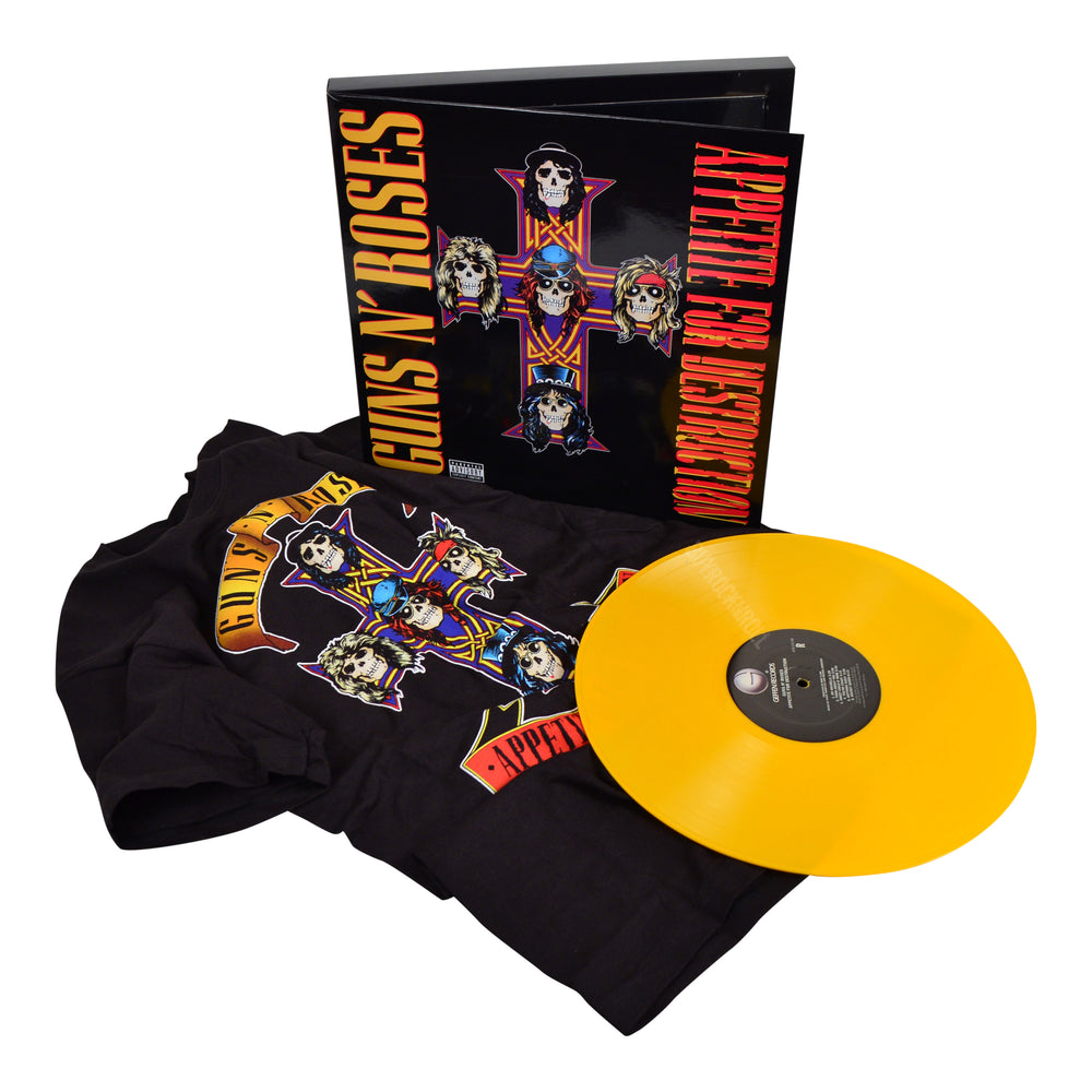 Guns N Roses Collectible 2009 Appetite For Destruction Yellow Vinyl LP & T-Shirt Box Set - Size Small
