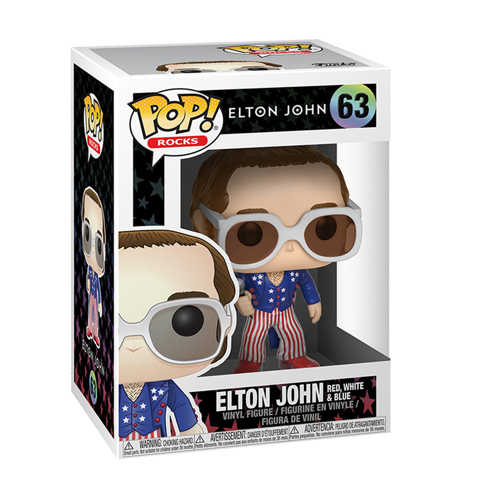 Elton John Collectible 2017 Funko POP Rocks Patriotic Figure #63 in a Protector Display Case