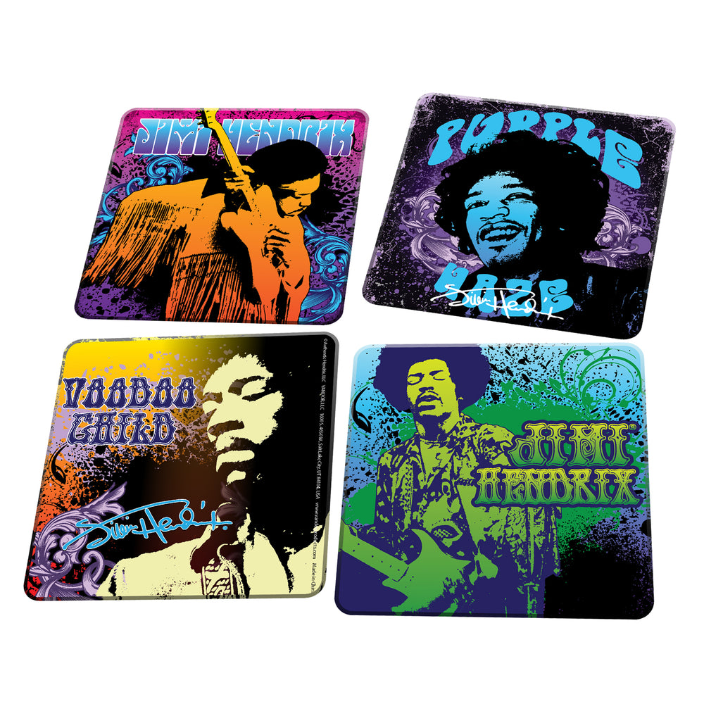 Jimi Hendrix Collectible: 2011 Vandor Iconic Figure Wood Coaster Set