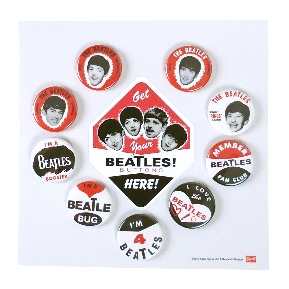 Beatles Memorabilia: 50th Anniversary  Reproduction Collectible 1964 Seltaeb Buttons