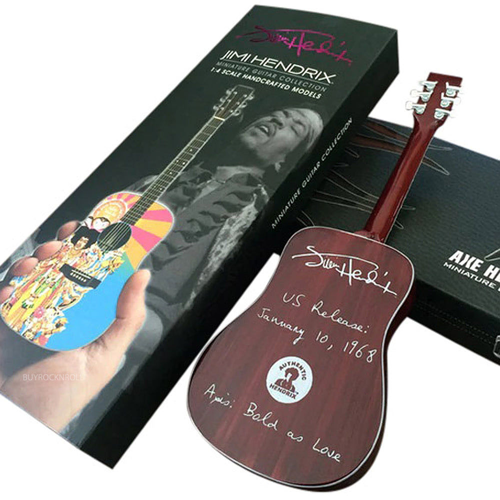 Axe Heaven Jimi Hendrix AXIS Bold As Love Mini Acoustic Guitar Model In Collectors Packaging.Sleeve
