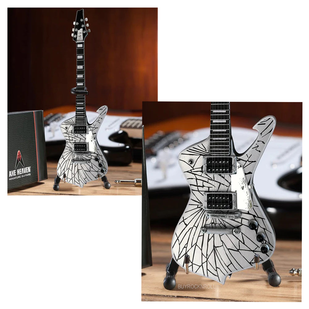 KISS Collectible Axe Heaven Paul Stanley Cracked Mirror Iceman Miniature Guitar in Collectors Packaging