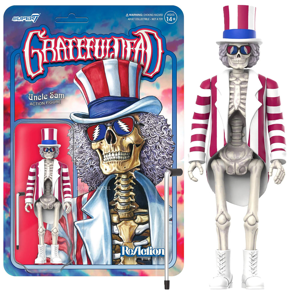 Grateful Dead Collectible 2022 Handpicked Super7 Uncle Sam Skeleton Reaction Figure
