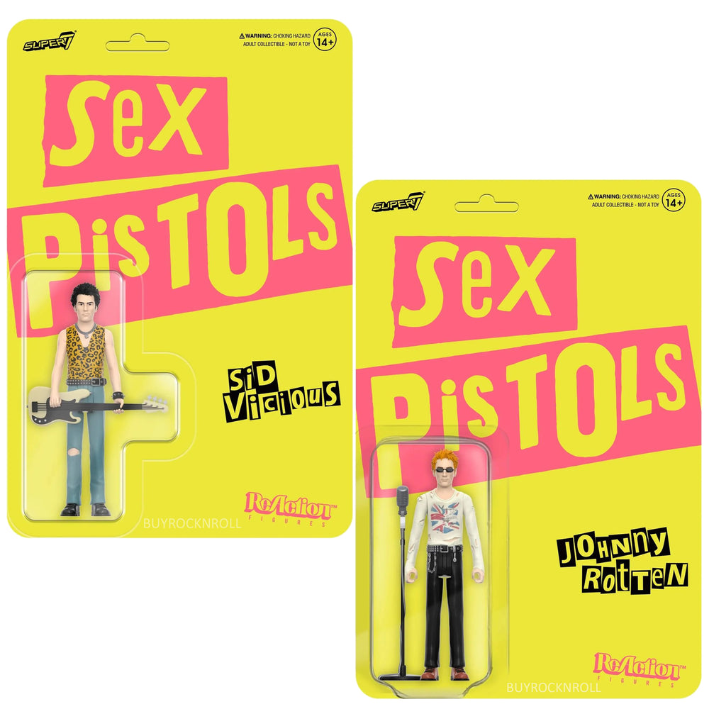 Sex Pistols Collectible 2023 Super7 Reaction Figures Johnny Rotten Sid Viscious