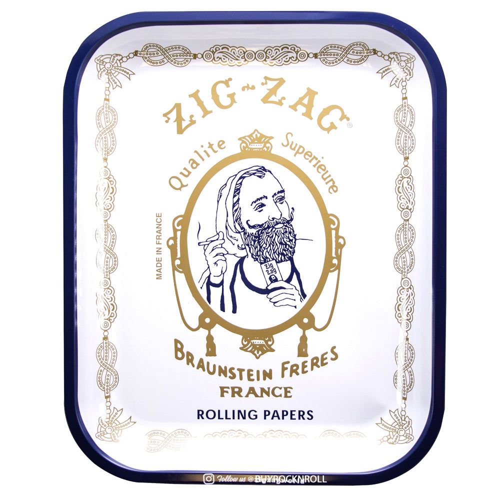 Zig-Zag Collectible Large White Original Rolling Tobacco Tray Tin 13.4 X 10.8 inches