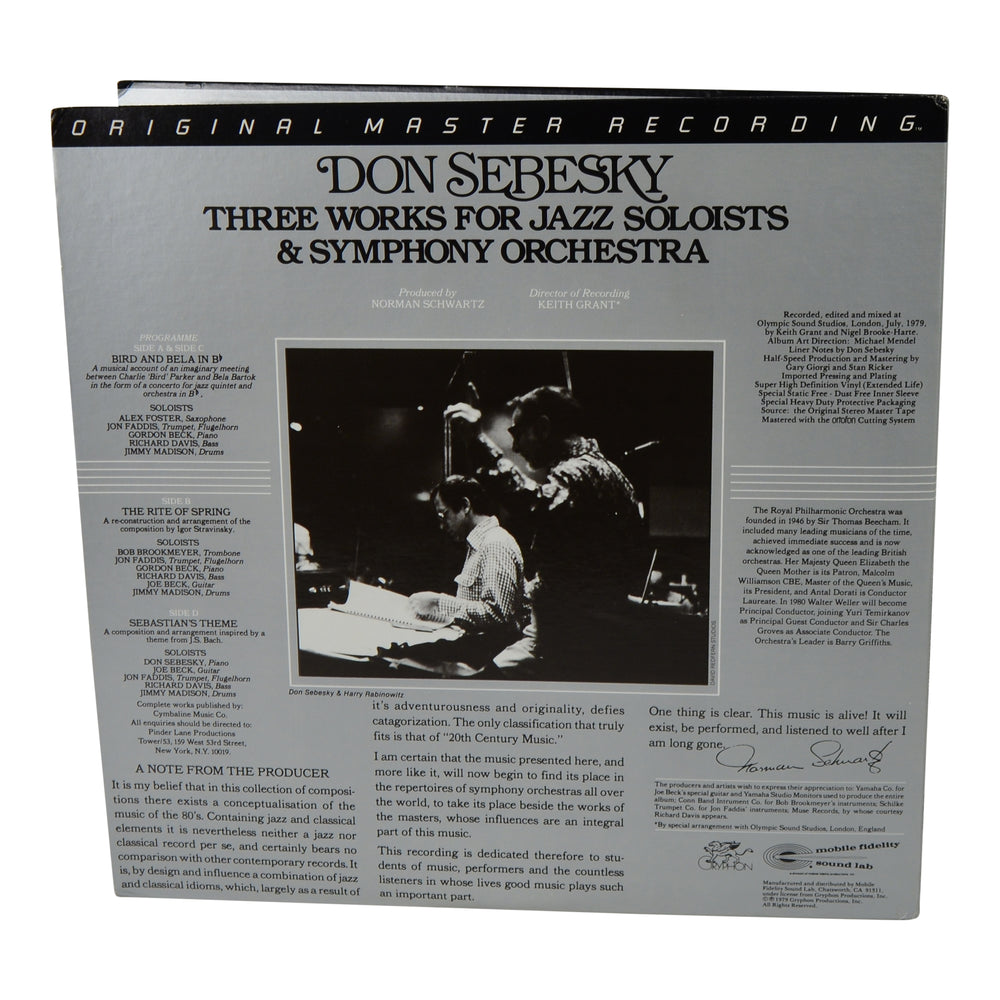 MFSL Collectors: 1979 Mobile Fidelity Don Sebesky: Three Works For Jazz Soloists and Symphony Orchestra LP #200J-3